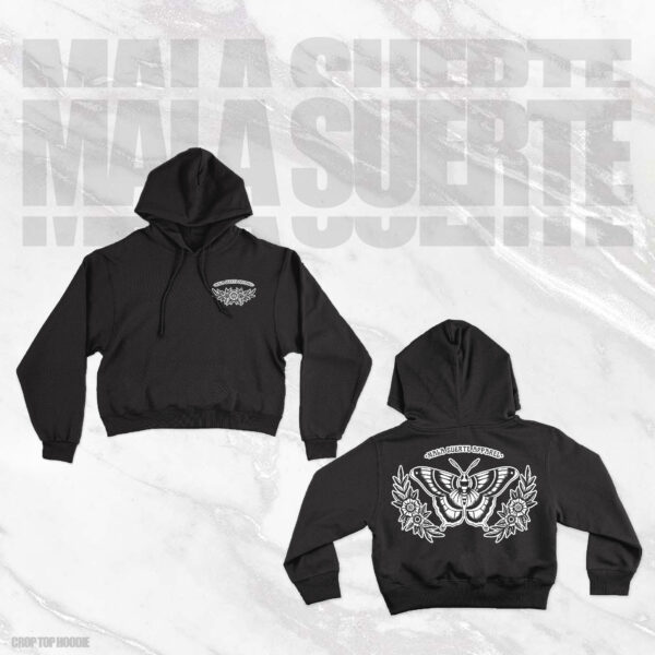 Hoodie Crop Top Butterfly Roses