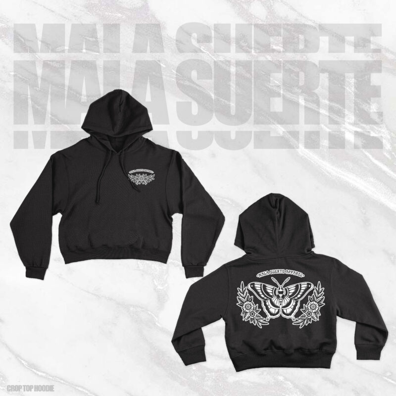 Hoodie Crop Top Butterfly Roses - Imagen 2
