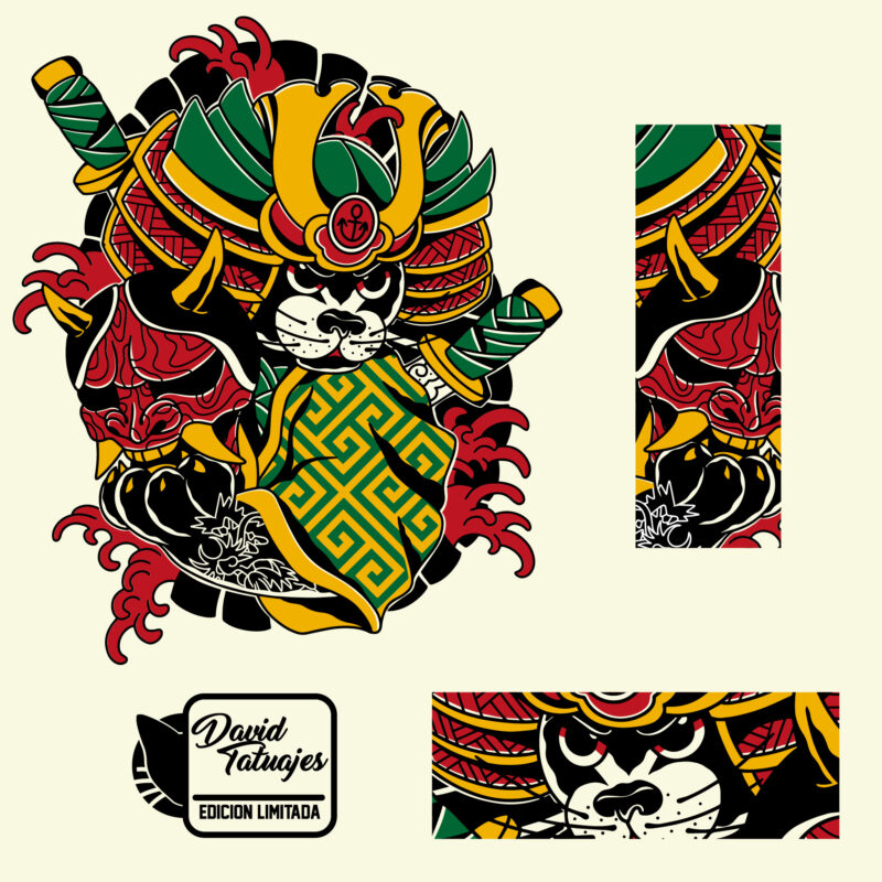 T Shirt Gato Samurai